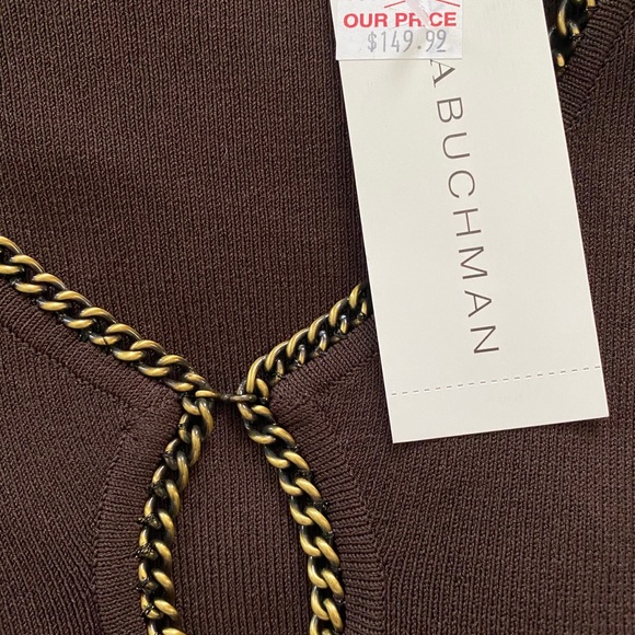 Dana Buchman walnut tunic L chain embellishment - Picture 4 of 4